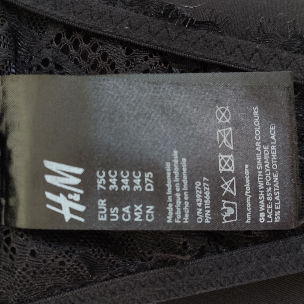 H&M Black Lacey bra Size 34C - Picture 5 of 6